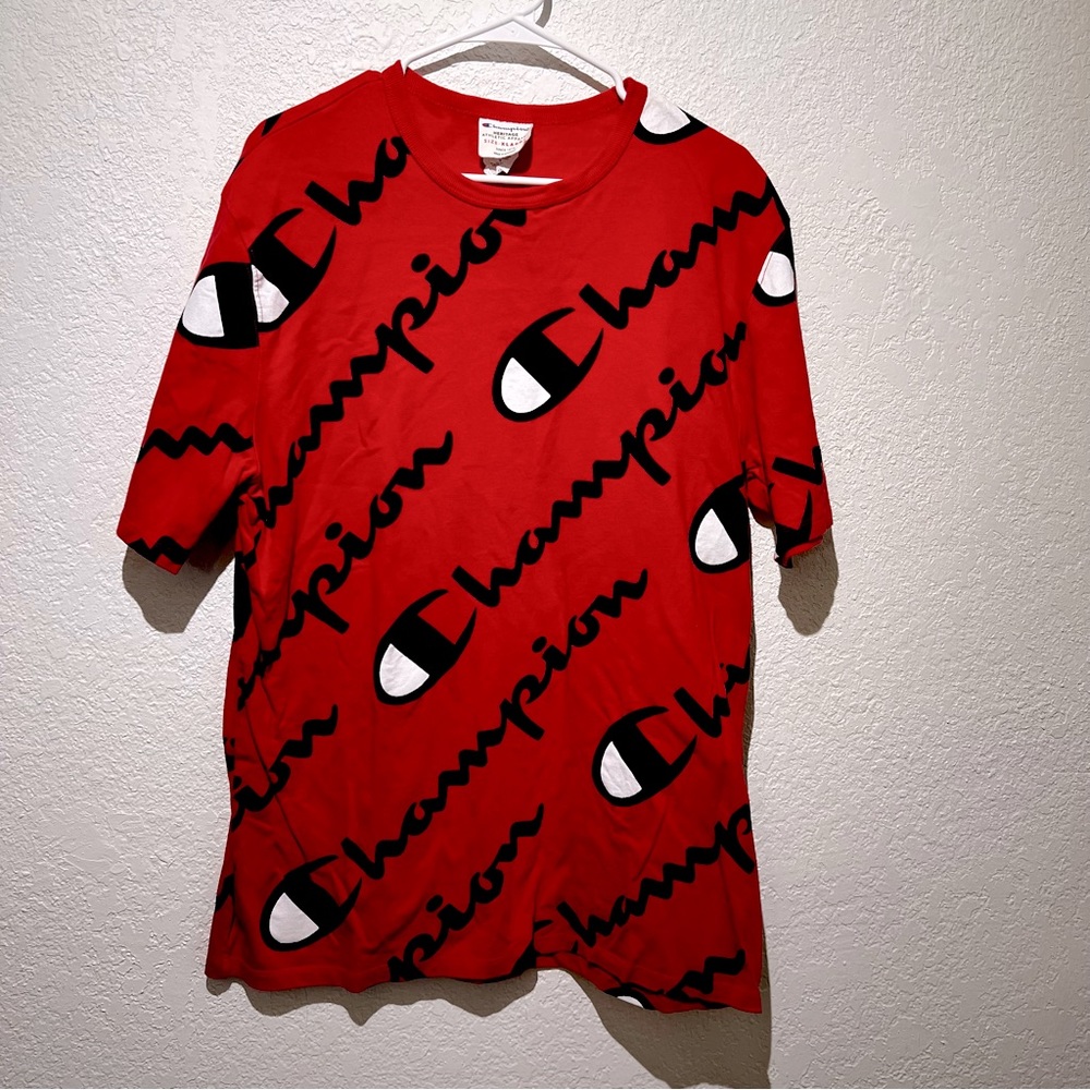 Champion Heritage Logo All Over Print Shirt XL Red